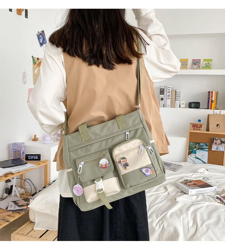 Cute Messenger Bag for Women Kawaii Cross Body Bag with Kawaii Stuffs Kawaii Backpack Tote Bag (Green)3