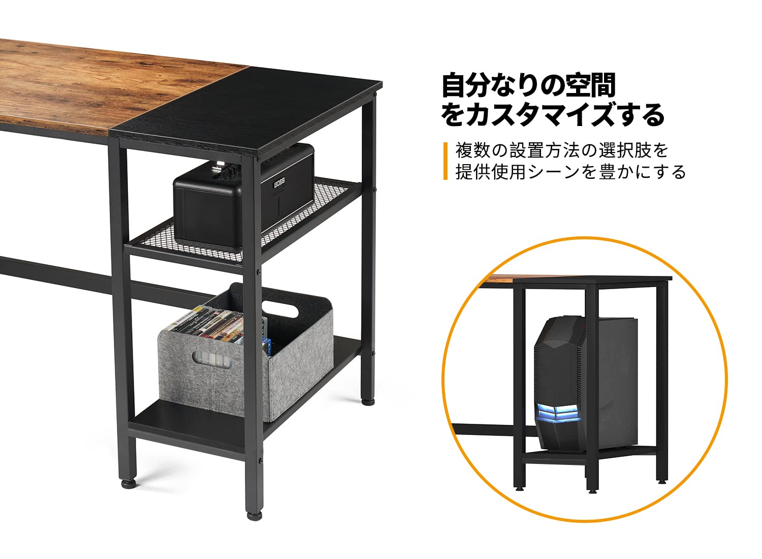 Amazon | CubiCubi パソコンデスク 机 勉強机 幅100cm 奥行き60cm