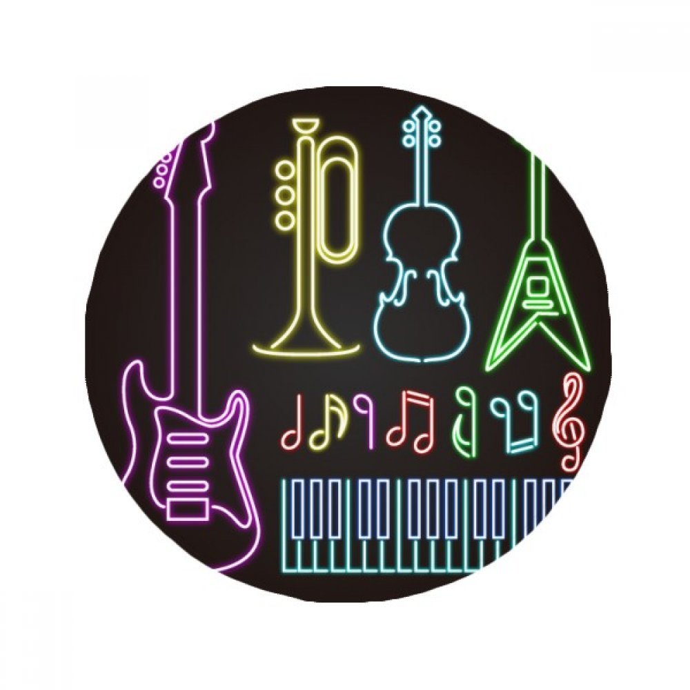 Tapis guitare néon 80x80cm tapis de sol rond antidérapant de salon