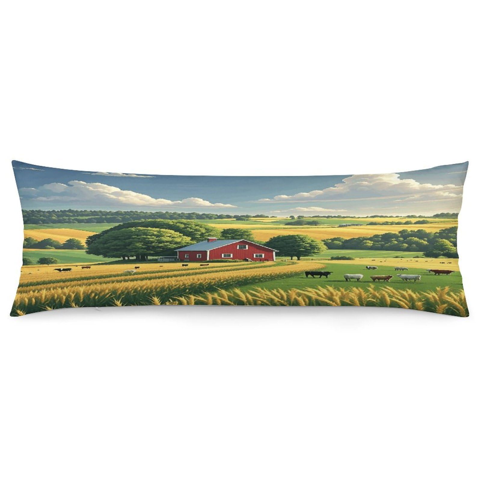 Country Farm Pillowcase Decorative Long Body Pillow Case Soft Breathable Body Pillow Cover Modern Large Pillowcase Cute Body Pillow Pillowcases for Bedroom Couch 18.9 X 53 Inch