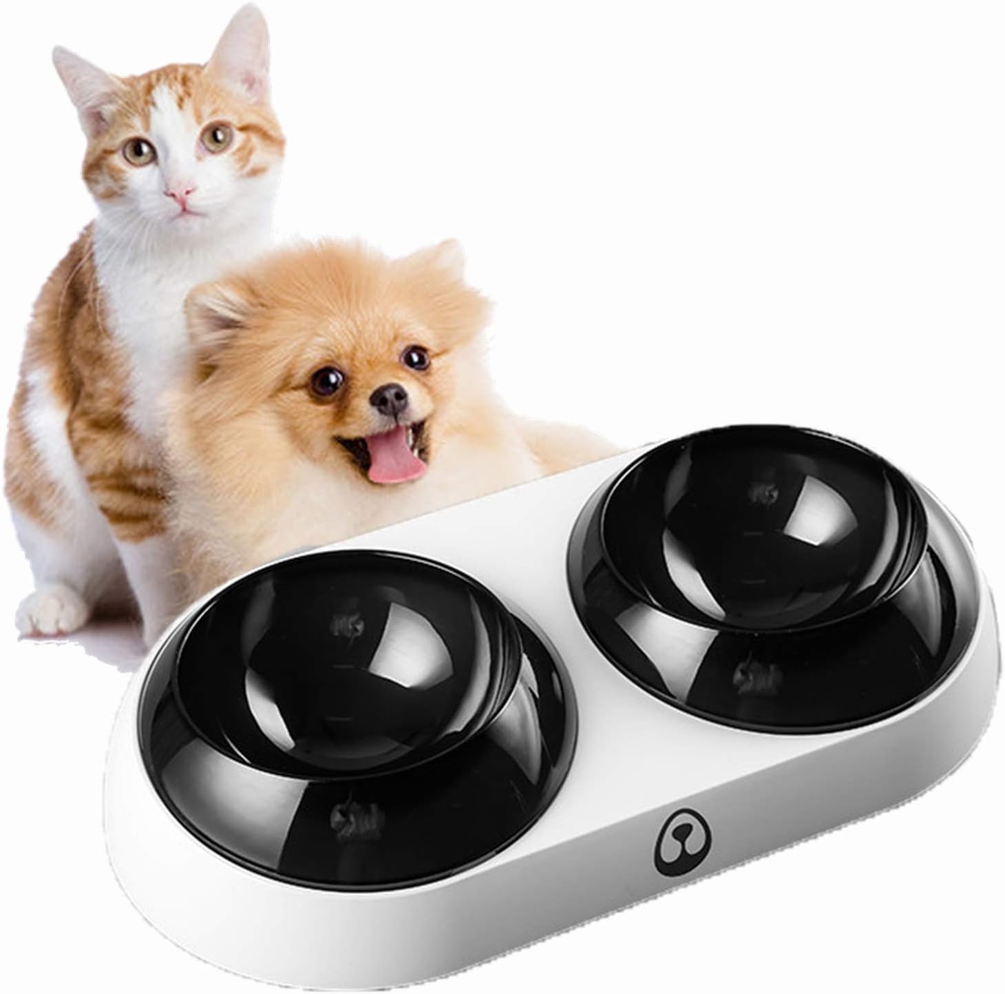 SKJIND Elevated Pet Feeder Double Bowls Adjustable Dog Food Station 15°Tilted,for Small Dogs&Cats (Double-Bowls)
