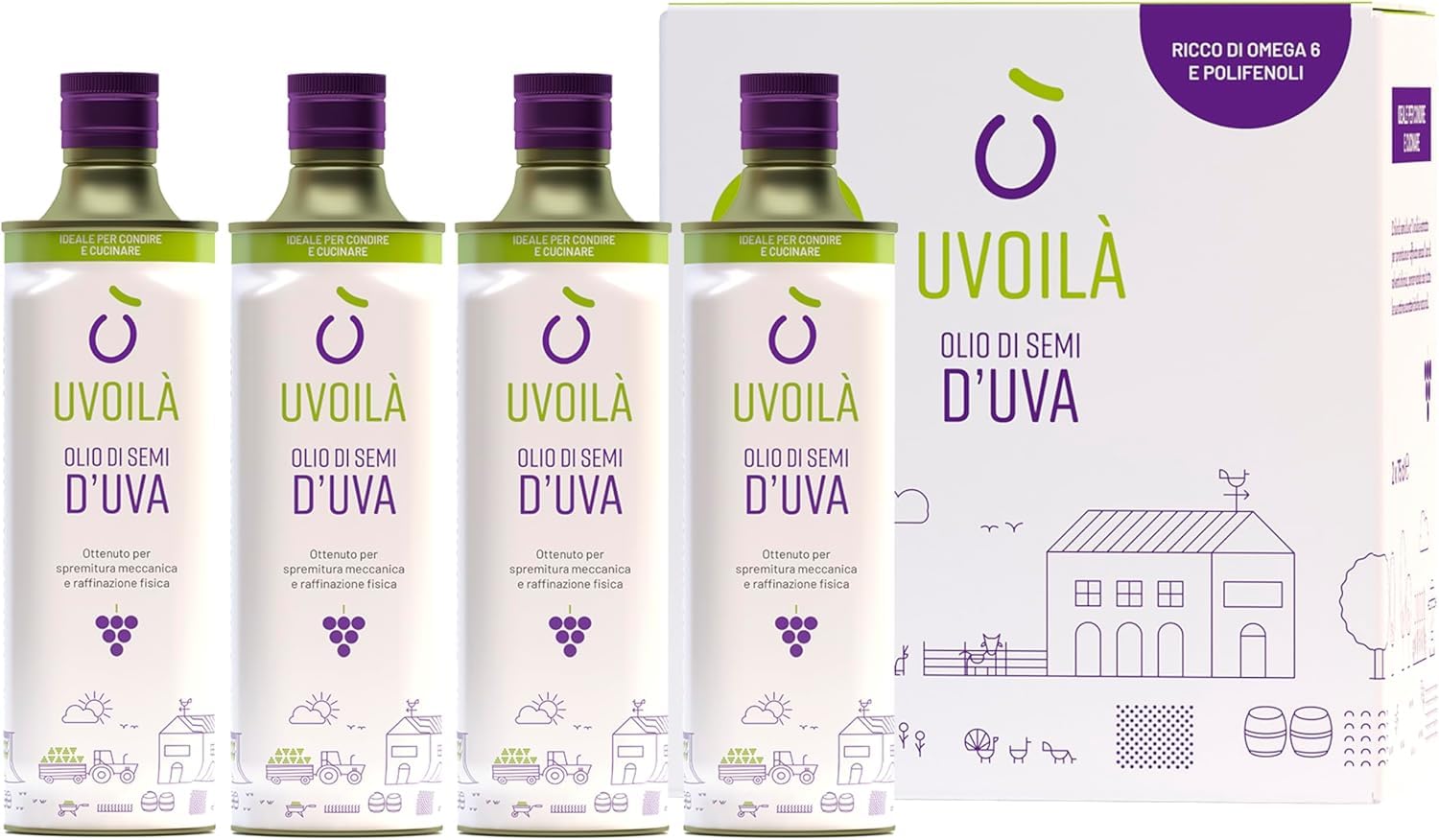 Uvoilà - Olio di Semi di Uva – Ricco di Omega 6 - Antiossidante e Antinfiammatorio – 4 x 75cl – 100% Made in Italy (4)