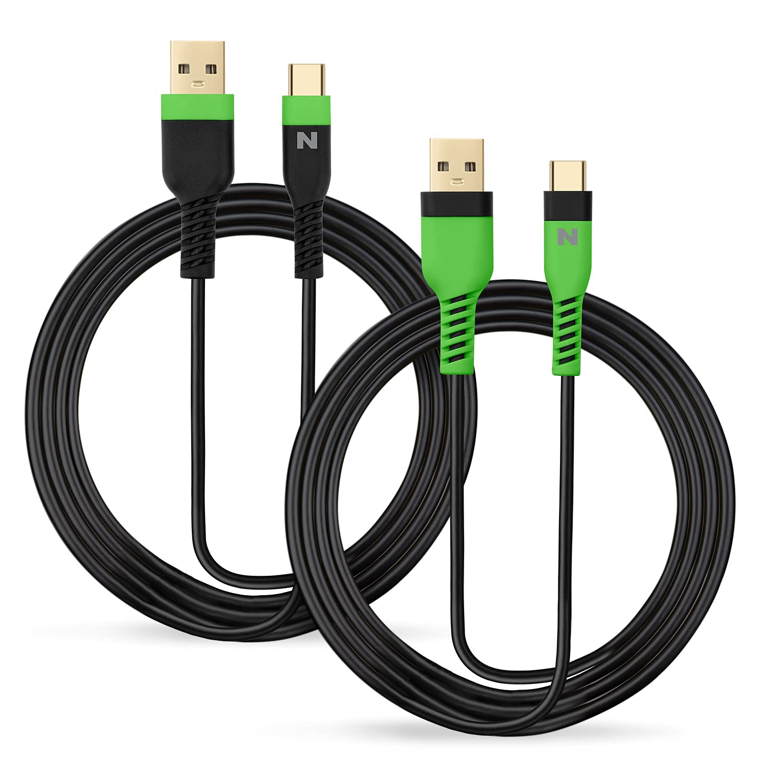 NiTHO XBOX SERIES X/S DUAL CHARGE & PLAY CABLE, USB A to USB-C Charger Cable Power Cord Compatible PS5/Playstation 5, Xbox Series X/S, Switch Pro Controller Green Black