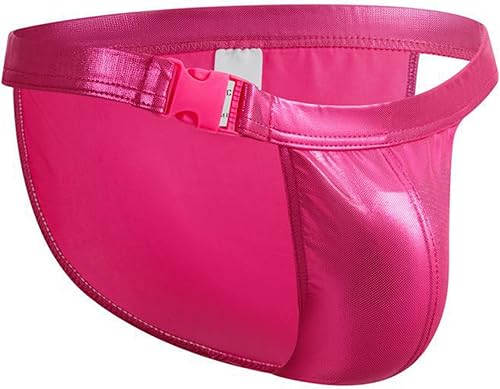 Miniatura 2 de GIANTHONG Men's Sexy Faux Leather Shorts Pants Low Rise Comfort Erotic Clubwear Removable Pouch No Show Performance Trunk