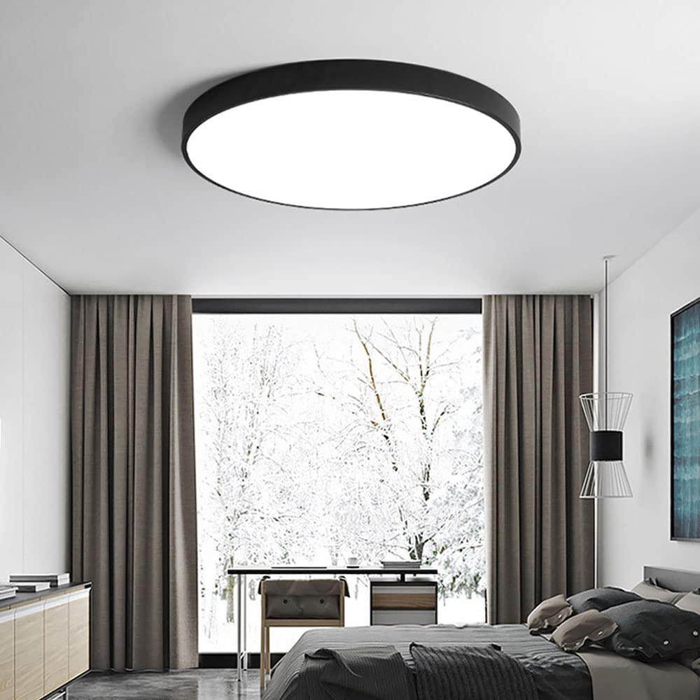 ISCBAFYX sufitowa LED do montażu podtynkowego, ultracienka żelazna płaska okrągła sufitowa, sufitowa o białym świetle 6000 K, akrylowy klosz lampy, blisko sufitowych opraw oświetleniowych