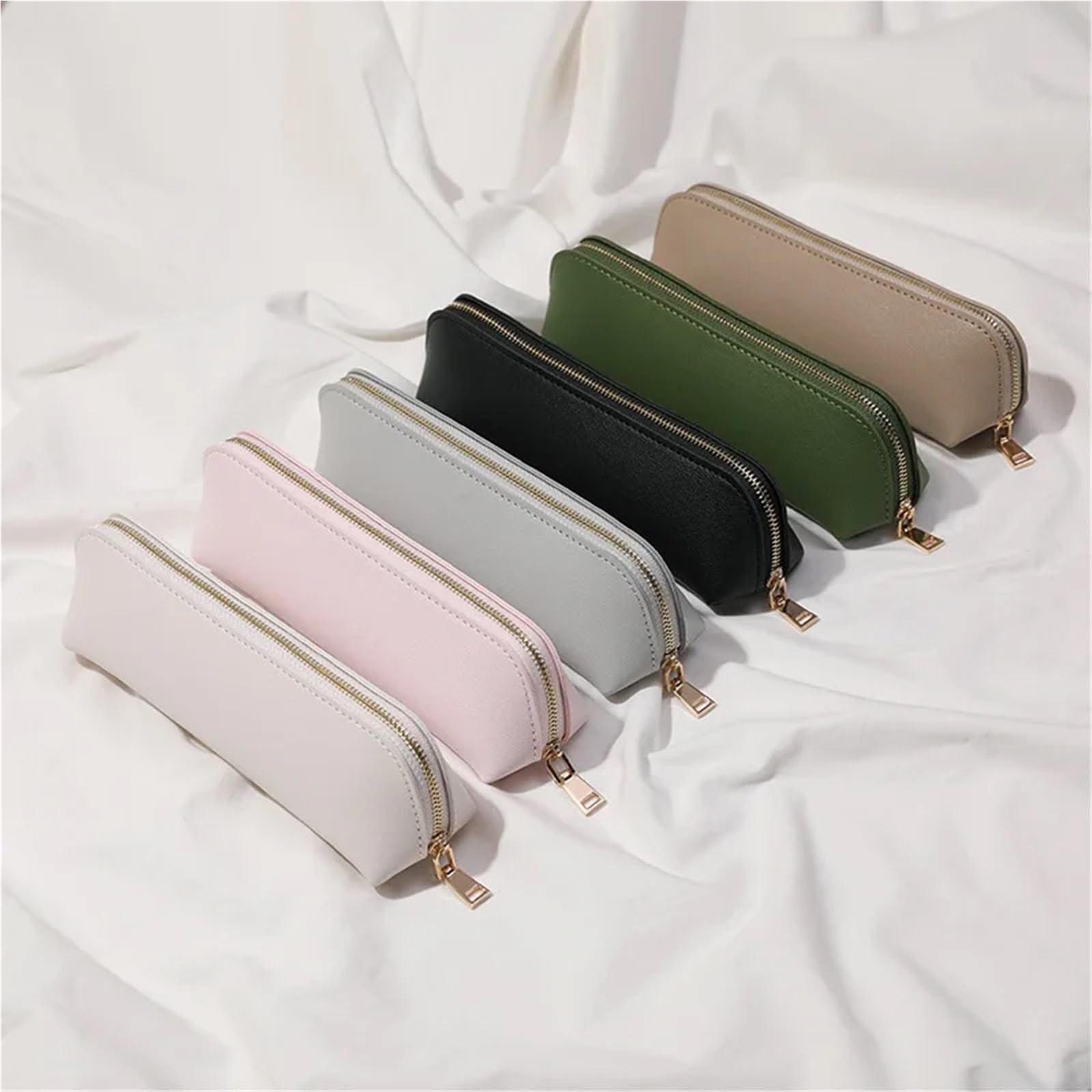 1 Estuche for lápices de PC, Estuche de Cuero for lápices, Estuche pequeño for lápices, Estuche de Cuero for Oficina para Estudiantes(Light Khaki)