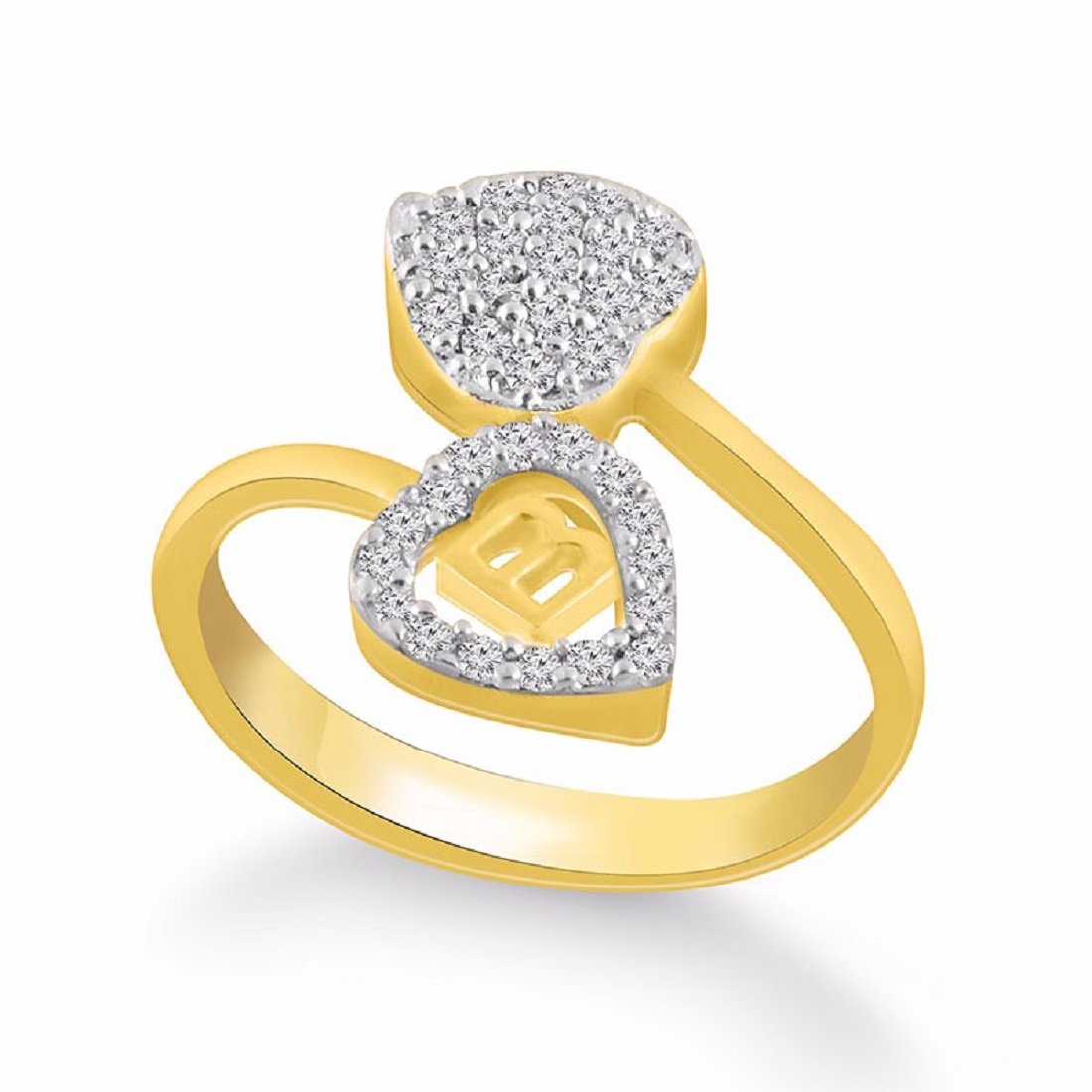 Yanaa CreationDiamond Heart Letter B Designed Ring for Girls & Women Gold Plated Free size for any occasion KJRG110