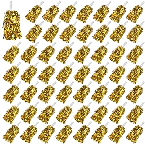 54 PCS Cheerleading Pom Poms Metallic Foil Pom Poms for Football Basketball Sports Squads Dancing Party Stage Performance Celebration