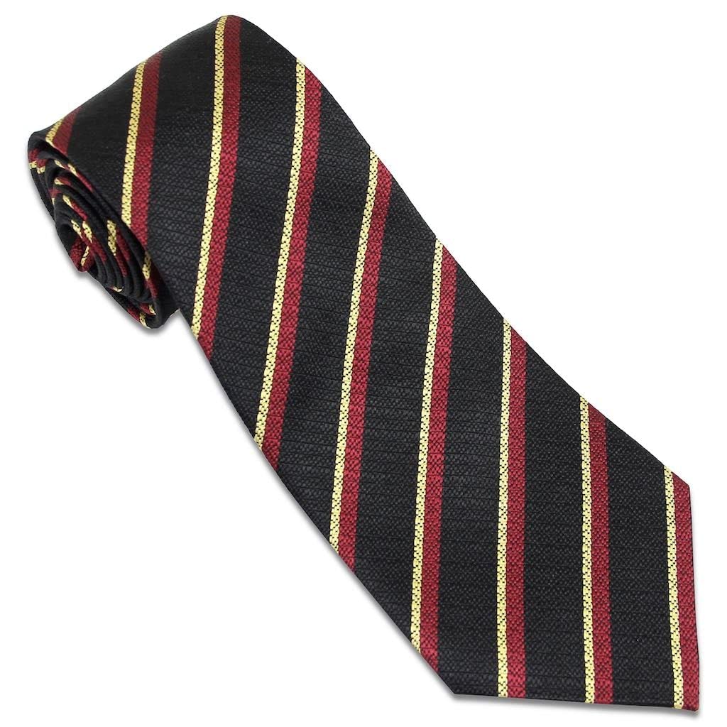 The Regimental Shop Men's Black/Red/Yellow Middlesex Regit Silk Non Crease Regital Tie (Town Colours)