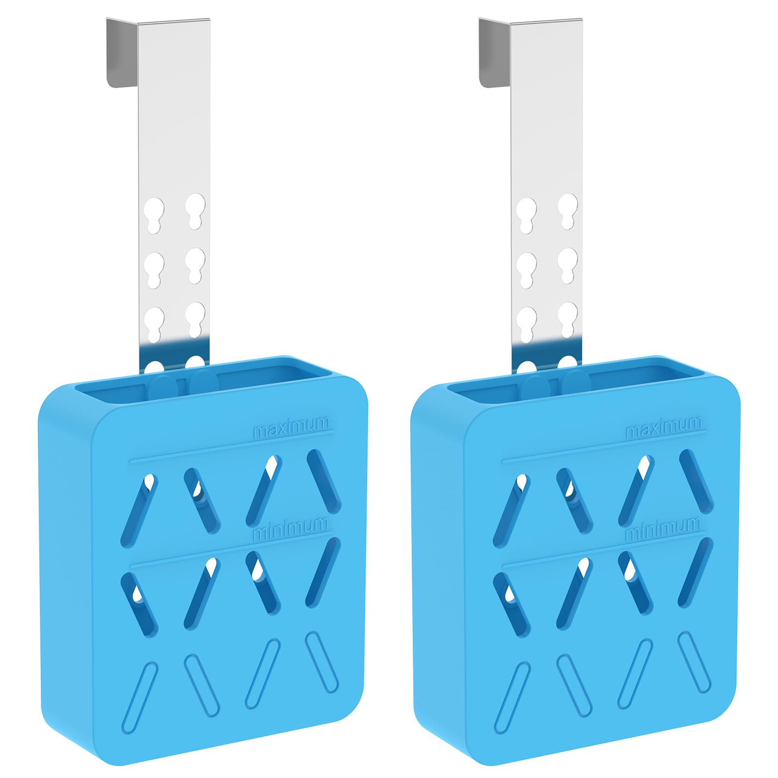 HZUIZXYO 2Pcs Toilet Tank Cleaning Tablet Holder, Toilet Bowl Tablet Holder with Hook, Buffer Box Carrier Bleach Bracket, Keep Tablets Off Tank Wall, Prevent Build Up(blue,2)