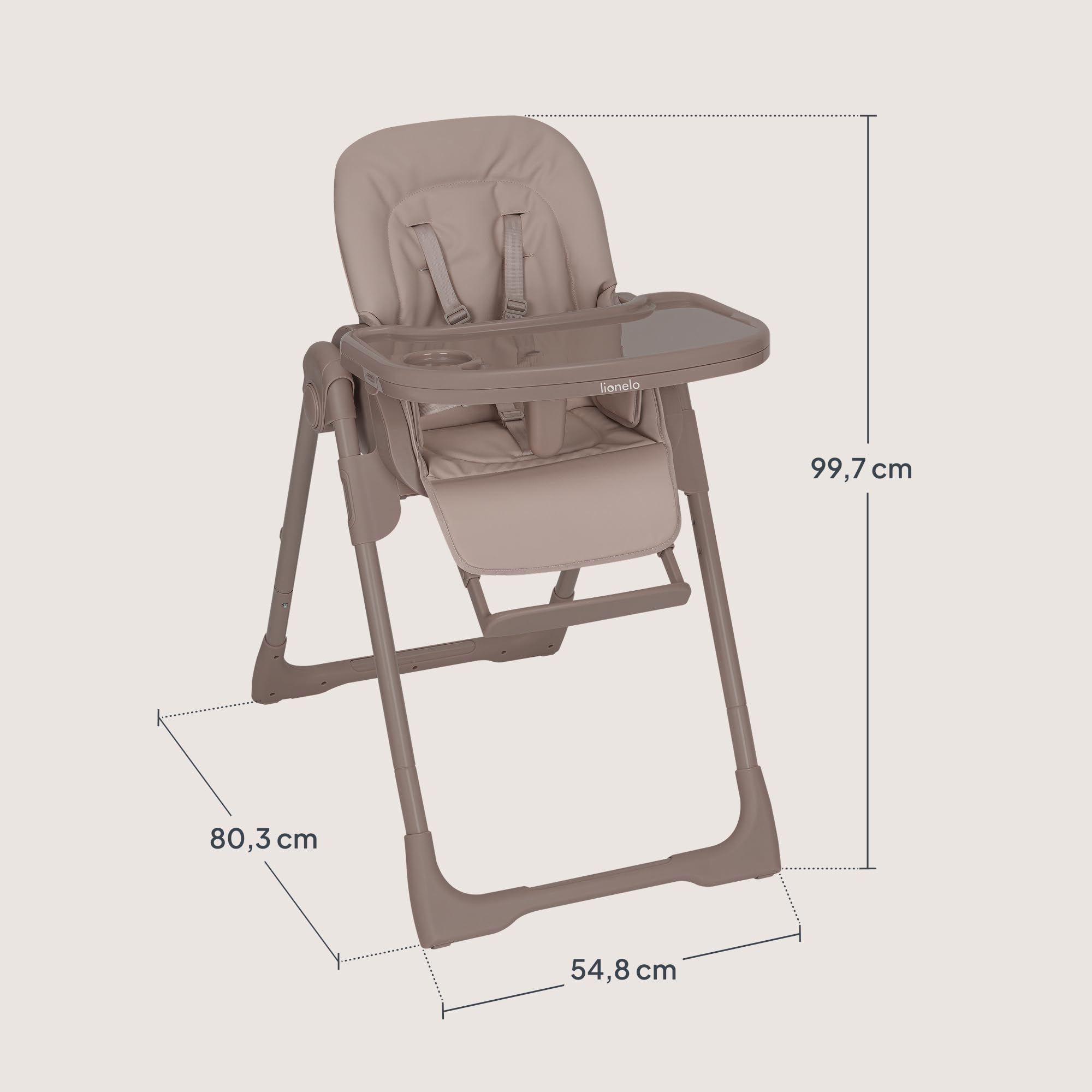 Lionelo Linn Plus Seggiolone Pappa Regolabile 2in1 Fino a 15 kg, Sedia con Funzione Sdraietta Dalla Nascita, Pieghevole, Ruote, Regolazione con una Mano, 6 Altezze, 3 Posizioni, Vassoio Lavastoviglie