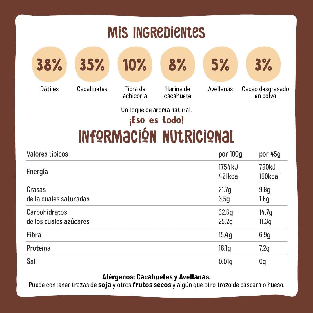 Nākd. Protein Cacao Avellana | Barritas Proteícas | 7g de Proteína de Origen Vegetal |100% Ingredientes Naturales | Sin Azúcar Añadido | Vegano | 16 x 45g | 720g - 2