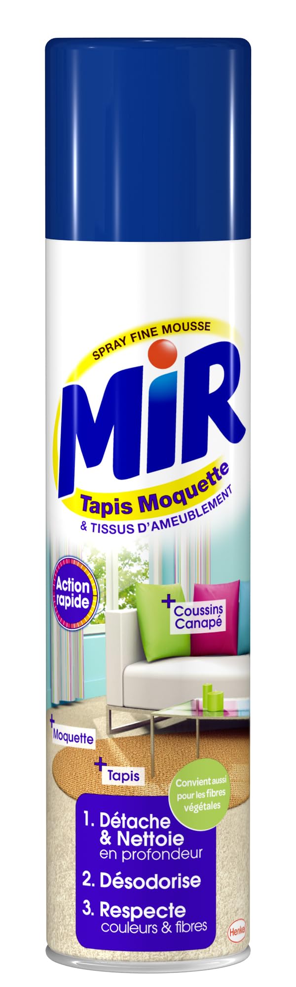 Mir Tapis Moquette – Nettoyant Tapis et Moquettes – Spray Mousse (600 ml) – Détache Nettoie Désodorise