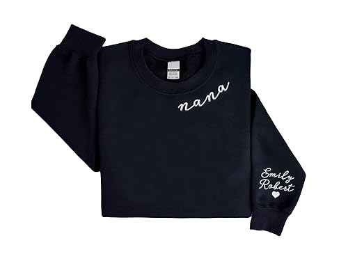 Custom Embroidered Collar Nana Sweatshirt, Grandma Birthday Gift, Personalized Grandma