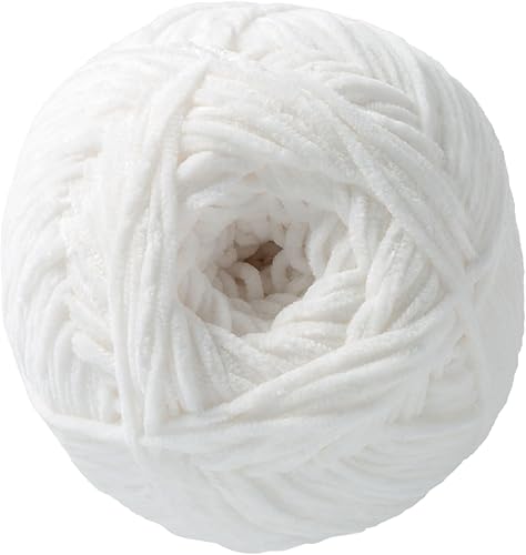 Loops & Threads Skinny Chenille Yarn - Hilo para tejer, ganchillo, tejido y manualidades - Blanco, poliéster, 8.75 onzas