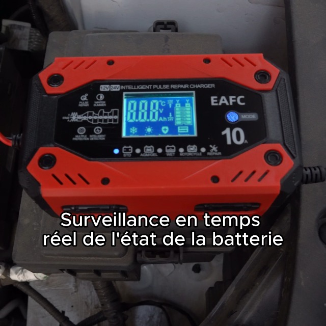 Chargeur De Batterie Voiture 12V 25A EAFC - Aide Au Démarrage, Charge Rapide, Automatique Pour Batteries Plomb, AGM, Gel, EFB