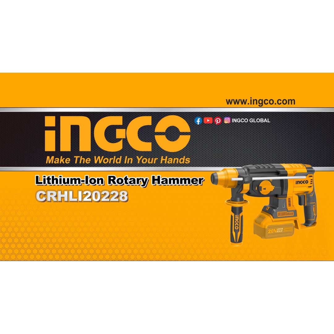 Ingco CRHLI20228 Martello Demolitore Tassellatore Brushless 20 V Sds Plus Nuova Versione Nudo Solo