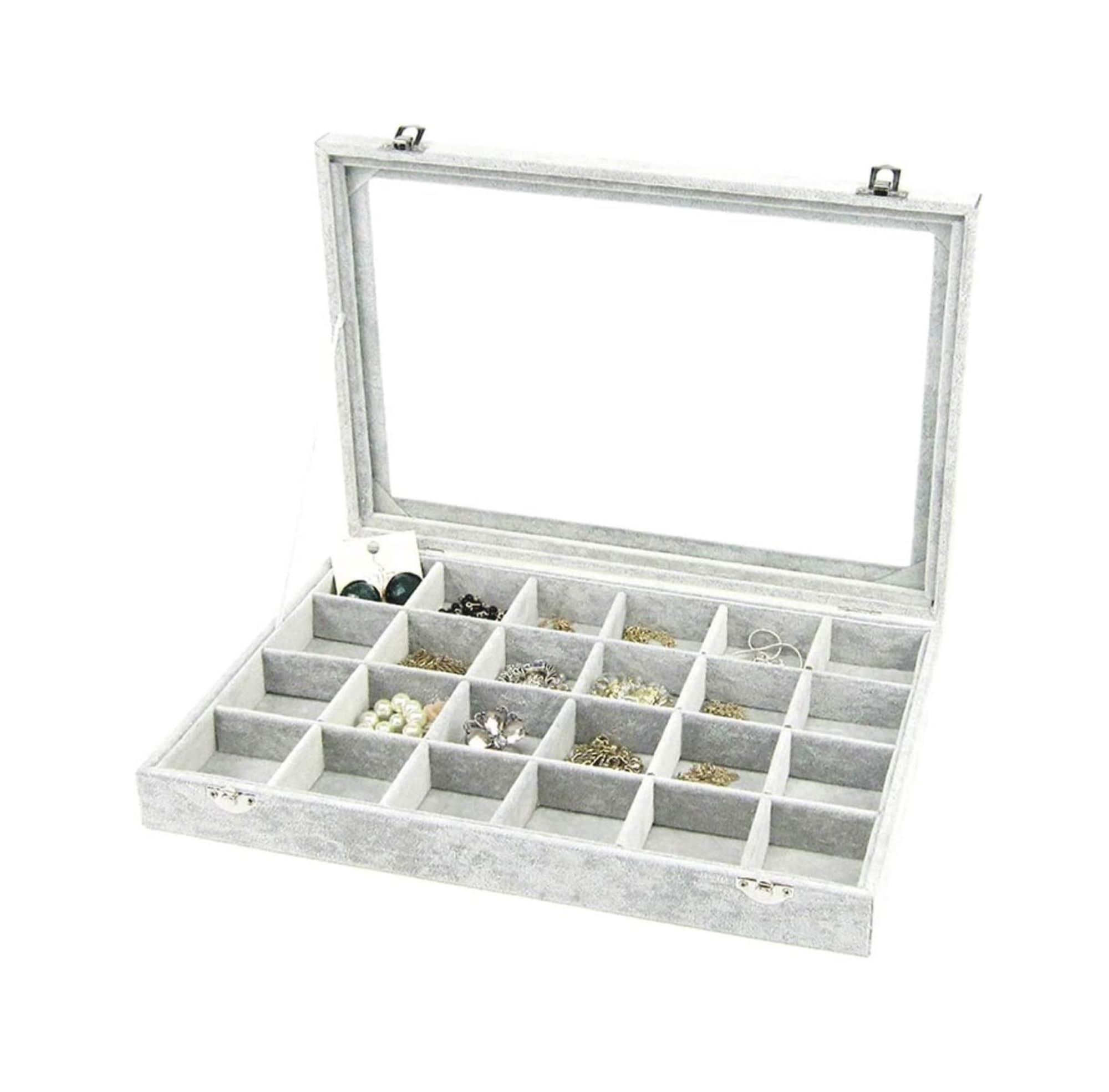 NZPOST Joyero con Tapa de Cristal Transparente, 10 diseños Diferentes, Organizador de Joyas de Terciopelo, joyero