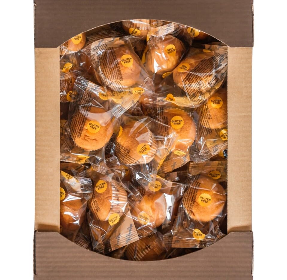 Magdalenas Tradicionales La Granja - Sin Gluten y Sin Lactosa - Caja con 30 uds de Magdalenas. Envueltas Individualmente.