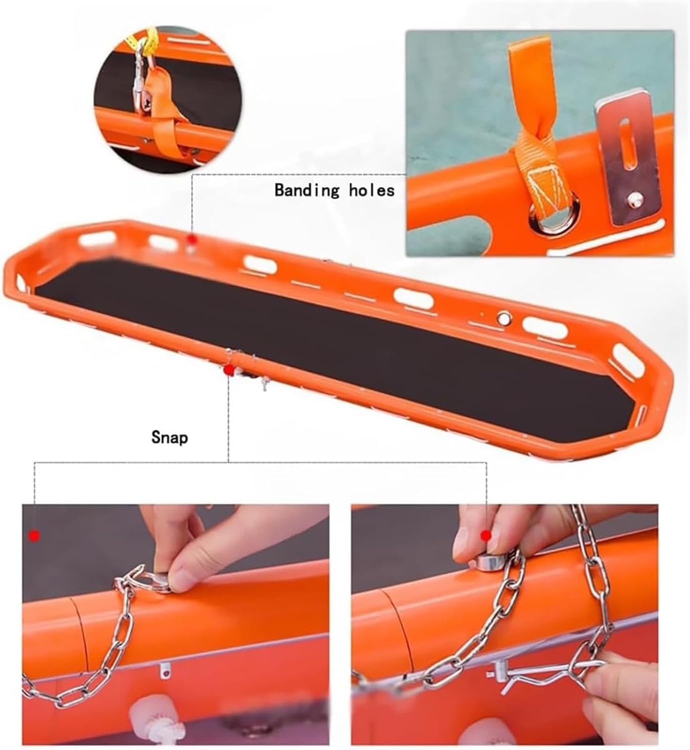 Barella Rescue Basket, Cesto in Acciaio Inox per barella di Emergenza, con Cinghie di Sollevamento e Imbracatura di Sollevamento, per Elicottero e Soccorso