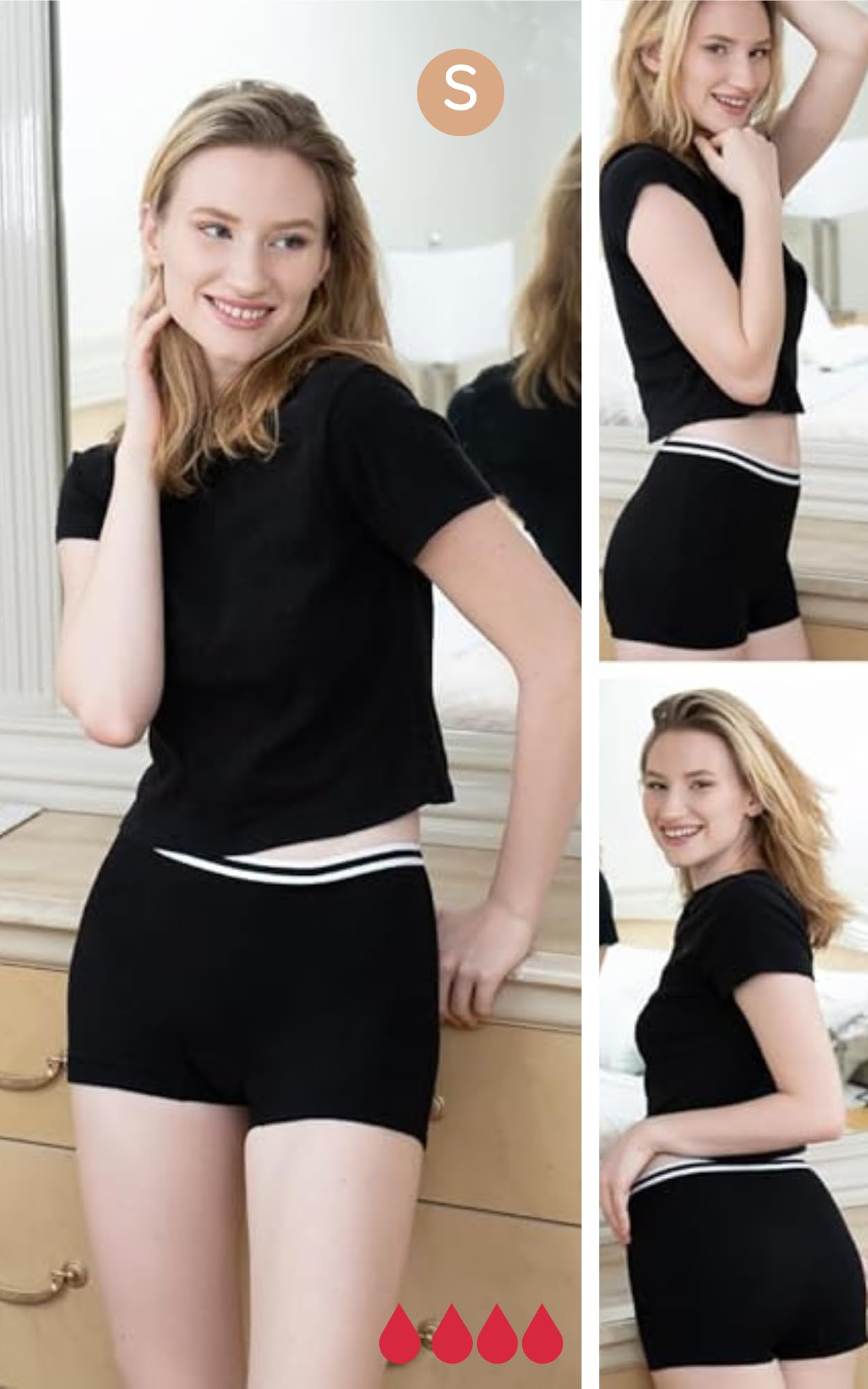 Culotte Menstruelle Super Absorbante 10 ans/4XL en Coton Organique | Lavable | Culotte de Règles Flux abondant | Shorty menstruel | Taille Haute | Boxer menstruel | Ado Femme Fille - 3