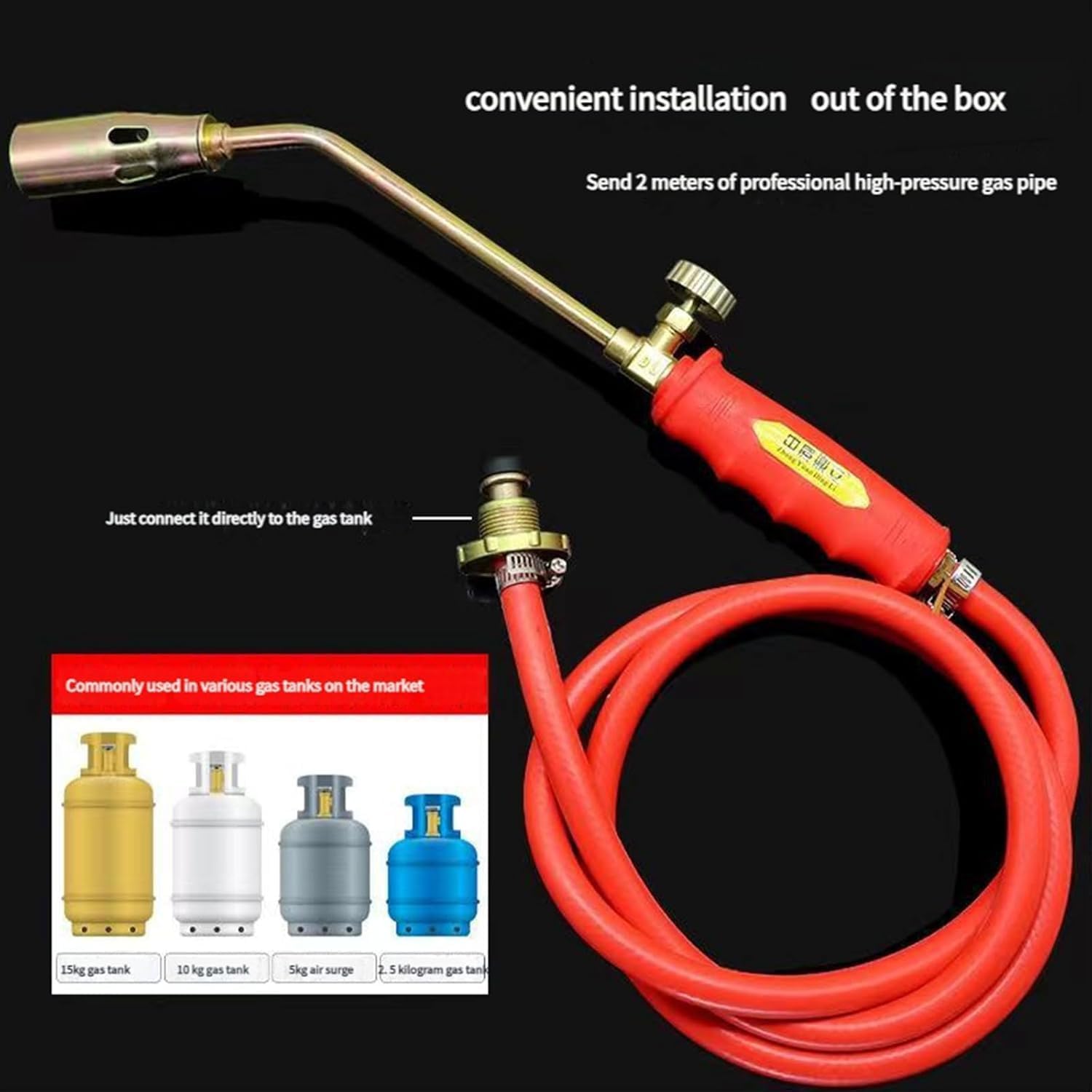 Nuovo kit bruciatore per erbacce a propano, bruciatori a gas con tubo flessibile da 2 m, controllo della fiamma e accenditore a pulsante, per diserbo di giardini, ghiaccio, neve e strade (35)