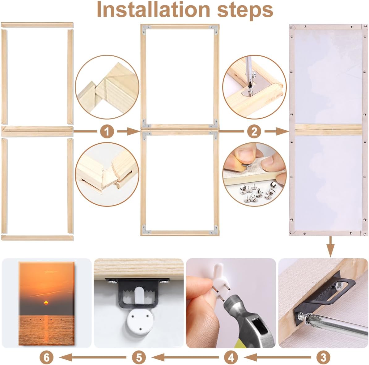 60X90cm Solid Wood Canvas Stretcher Bars Kit, Wooden Canvas Frames Painting Stretching Bars Kits for Prints, Oil Paintings, Digital Paintings and Posters