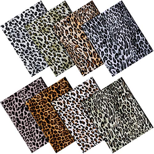 8 Piezas 18,8 x 16,5 Pulgadas Tela de Algodón con Estampado de Leopardo Paquetes de Tela Estampada Patchwork Acolchado Costura Paño de Leopardo Hecho a Mano Tela Leopardo para Bricolaje