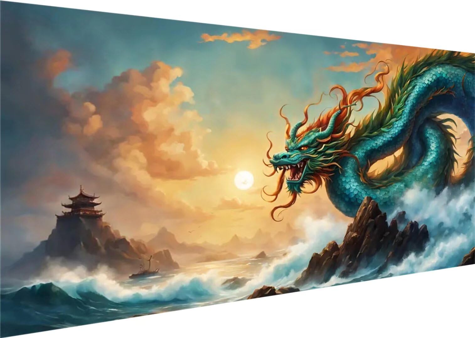 Diamond Painting Dragon, Grand Format Broderie Diamant kit Complet 100x50cm DIY 5D Strass Point de Croix Cristal Painting Artisanat, Loisirs Créatifs Adultes Art Set pour Décor Murale Maison H-116