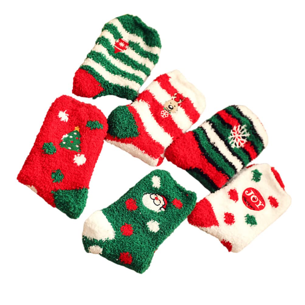 TOYANDONA 6 Paia Calzini Natalizi Calze Di Cotone Natalizie Calzini Da Notte Da Donna Calzino Di Capodanno Calzino Da Casa Calzini Accoglienti Bambino Vello Di Corallo Autunno Borsa Regalo