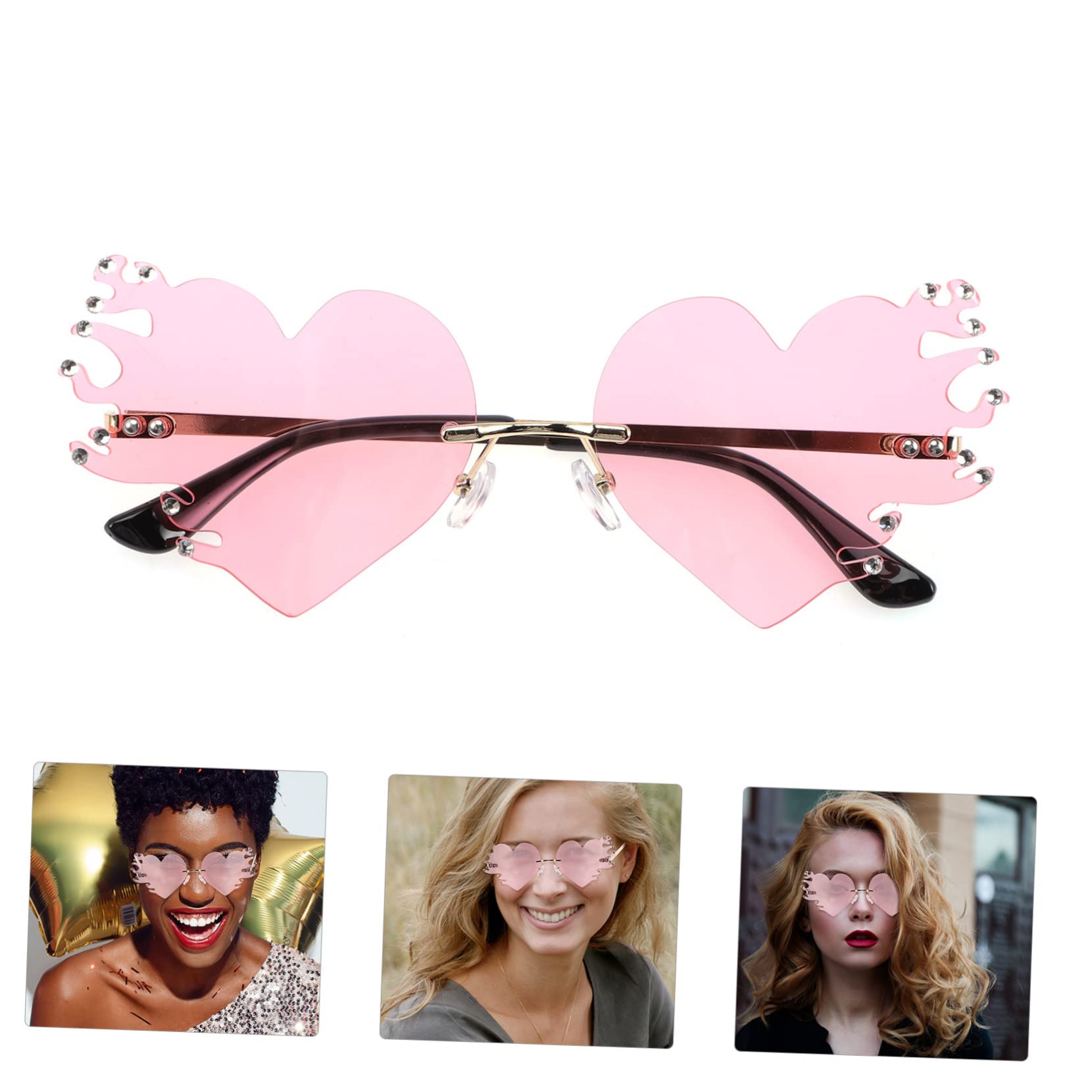 GALPADA 4 Pz Occhiali Da Sole a Occhiali Da Festa Per Festival Occhiali Alla Moda Occhiali Da Sole Da Donna Arredamento Per Il Trucco Occhiali Da Sole a Cuore Da Donna Rosa Metallo