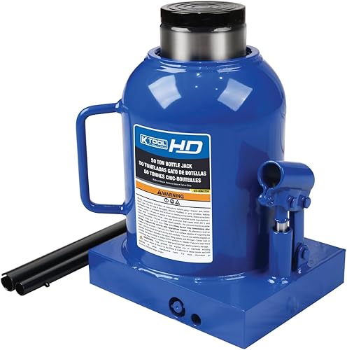 K Tool International HD63250 Gato hidráulico de botella de 50 toneladas para garajes, talleres de reparación y bricolaje, 100,000 libras. Capacidad,