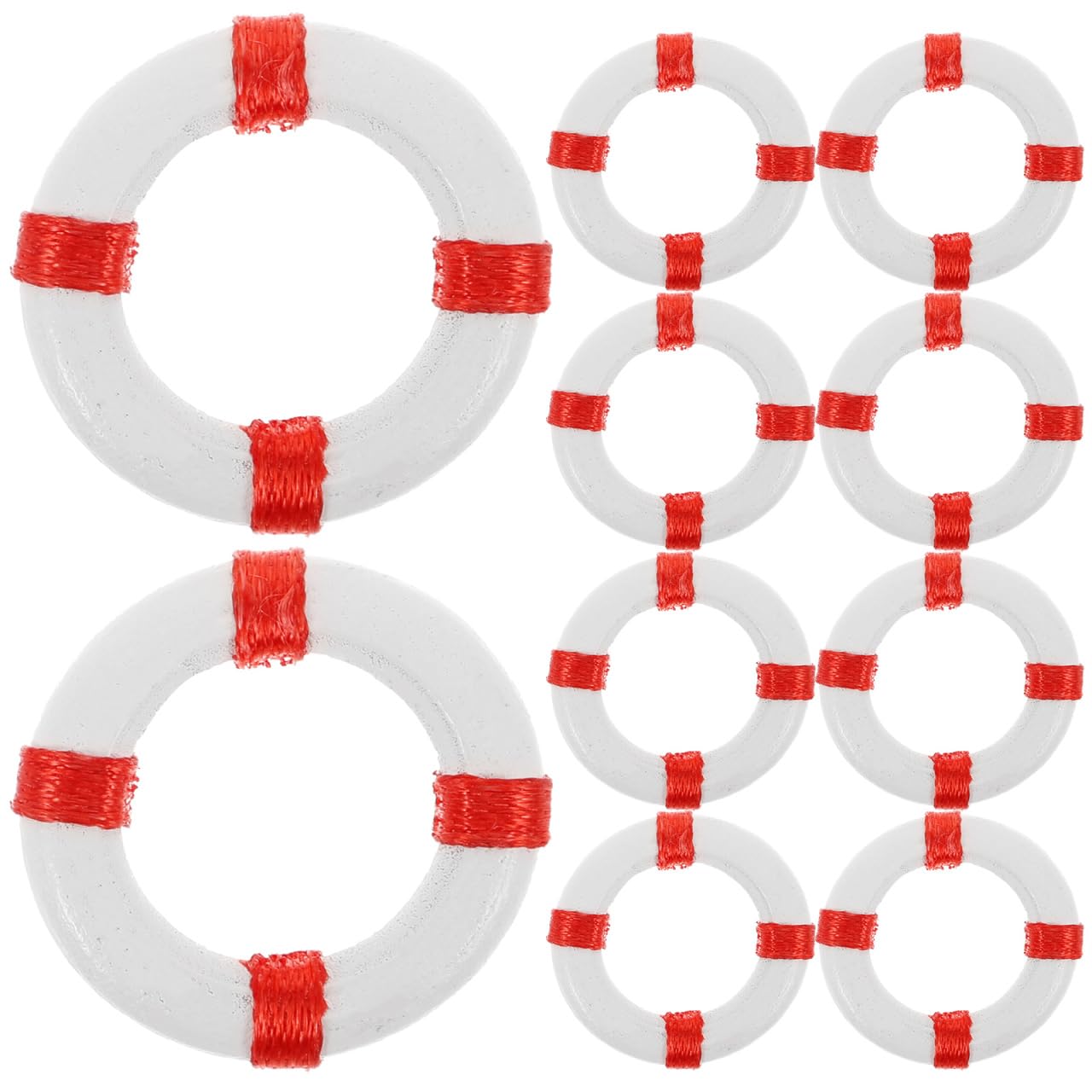 BESPORTBLE 10 Pieces Mini Life Ring Decoration Mediterranean Style Swimming Ring Figures Resin Red for Landscapes and Creative Toys