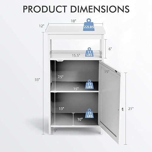 Miniatura 3 de COSTWAY Armario de almacenamiento de baño, organizador de almacenamiento independiente con cajones profundos y estante ajustable, gabinete de piso