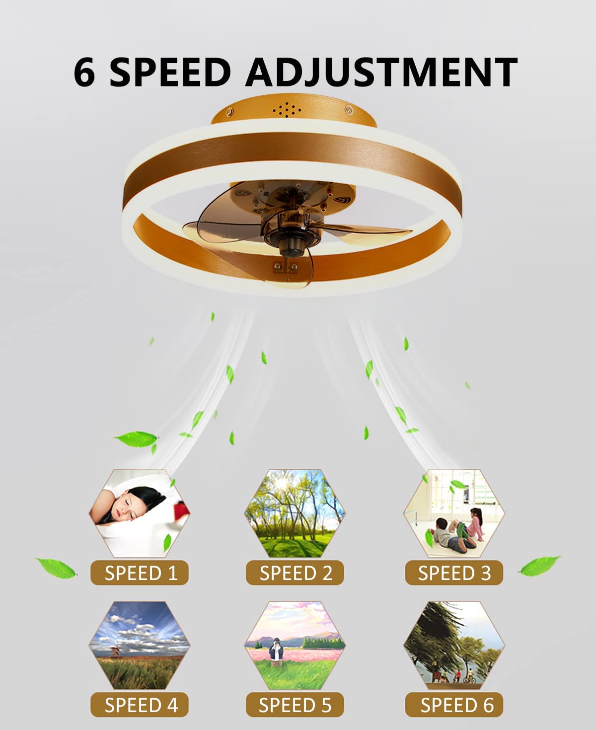 Ventilatore da soffitto reversibile con luci Ventilatore da soffitto moderno a led con telecomando Plafoniere ad anello per soggiorno Camera da letto Lampadari da salotto Fan Lampada da soffitto (bi