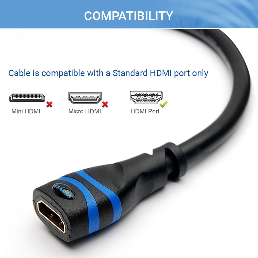 BlueRigger HDMI Extension Cable (6FT, 4K 60Hz HDMI Extender Cord, Male to Female Adapter, High Speed 18Gbps) - Compatible with Xbox, Roku, PS5/PS4, Nintendo Switch, Laptop, Google Chromecast, Wii U