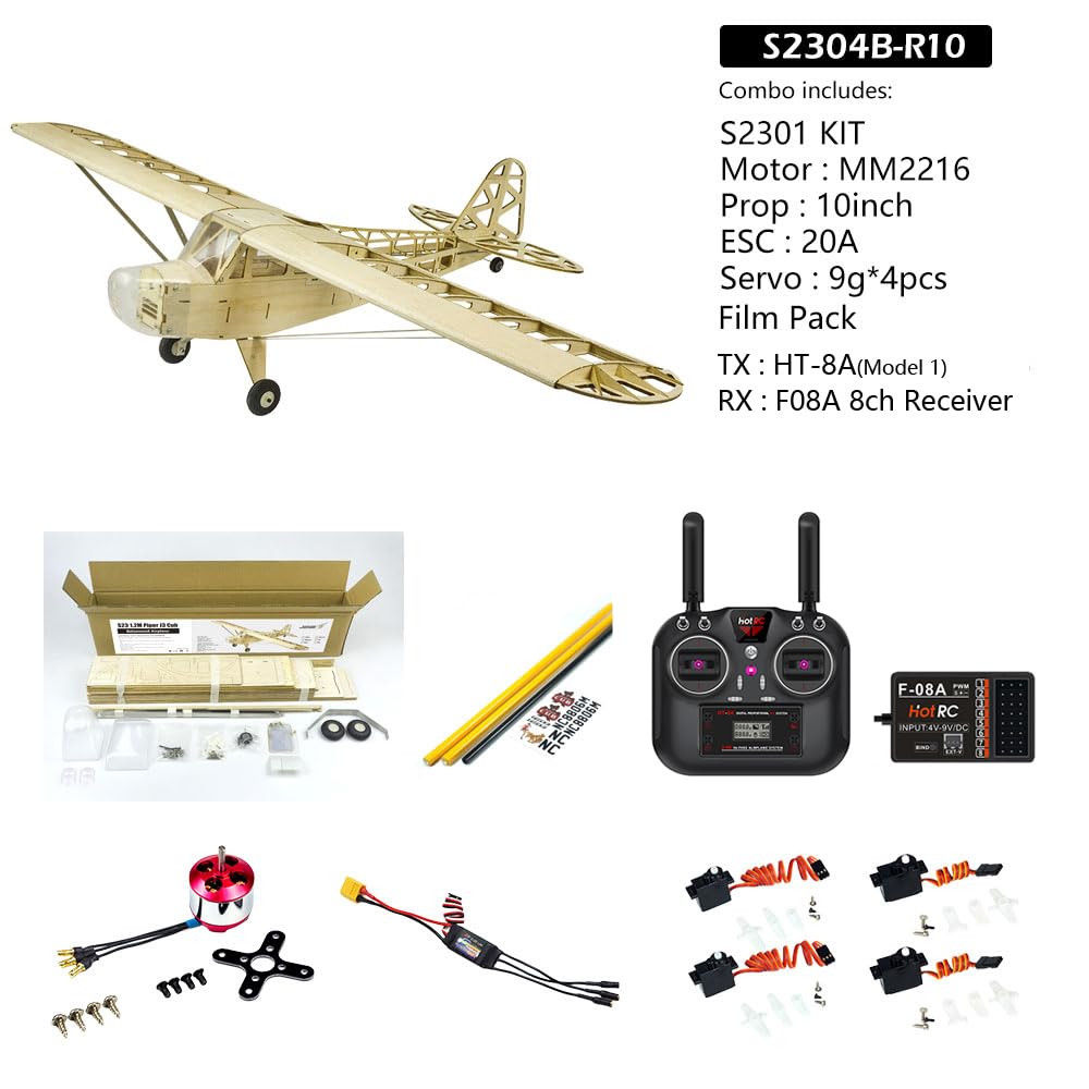DW Hobby - Aereo elettrico in legno di balsa da 1,2 m, per tagliare al laser, J3, da costruire; kit aereo telecomandato per adulti (S2304B-R10)
