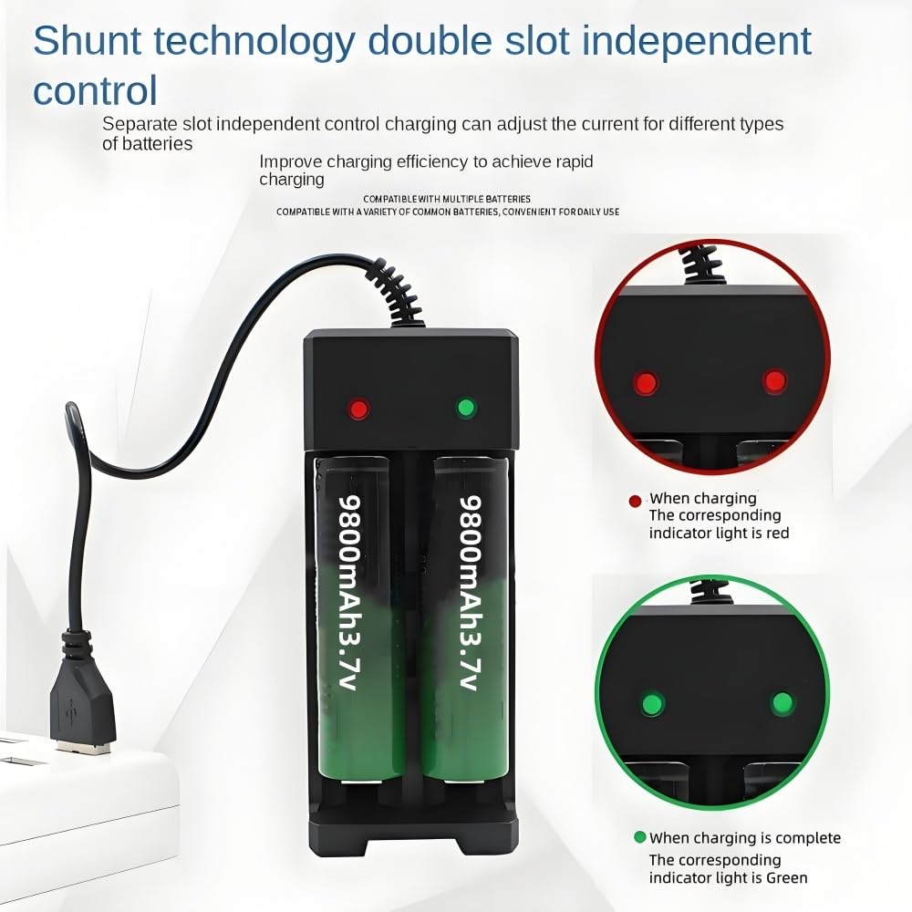 Menky Intelligent USB Four Slot Lithium Battery 3.7V Universal Independent Fast Charger, Compatible with 18650,18490,17670,17335,10440 and Multiple Rechargeable Battery Models