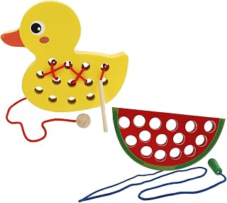 TOYANDONA 2 Peças Brinquedos De Rosqueamento Crianças Conjunto De Contas Brinquedos Para Crianças Brinquedo De Laço Contas De Madeira Brinquedos De Laço Para Crianças Brinquedo De