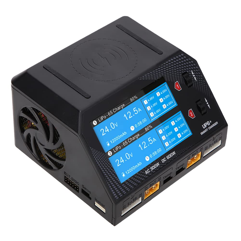 Caricabatterie Intelligente a Doppio Canale, CA 2x150 W CC 2x300 W per Batteria LiPo RC Drone (Spina europea)