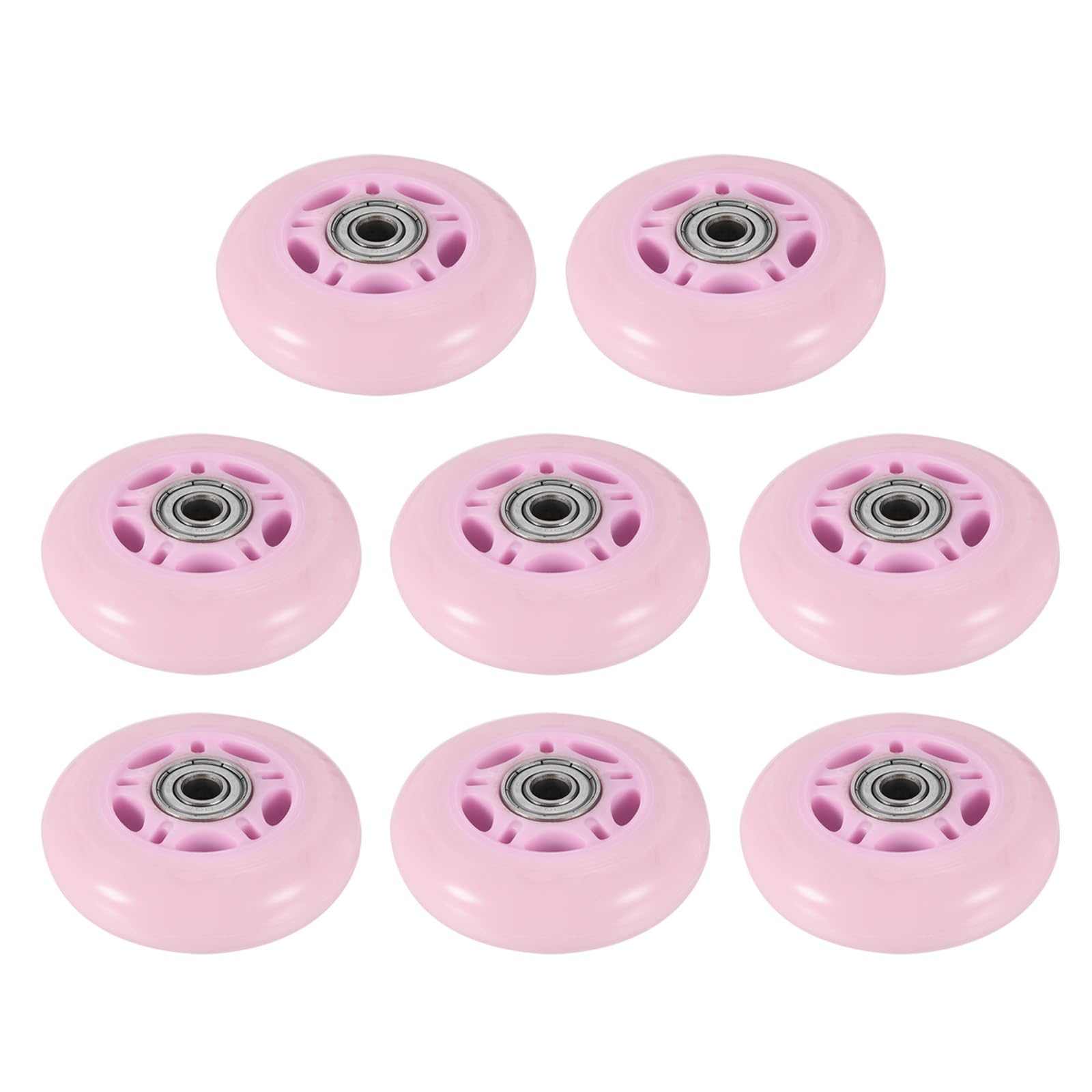 M METERXITY 8 Pack PU Skate Wheels - Inline Skate PU Wheels with Bearing, Apply to Roller Skating/Outdoor Sports (24 x 70mm, Light Pink)
