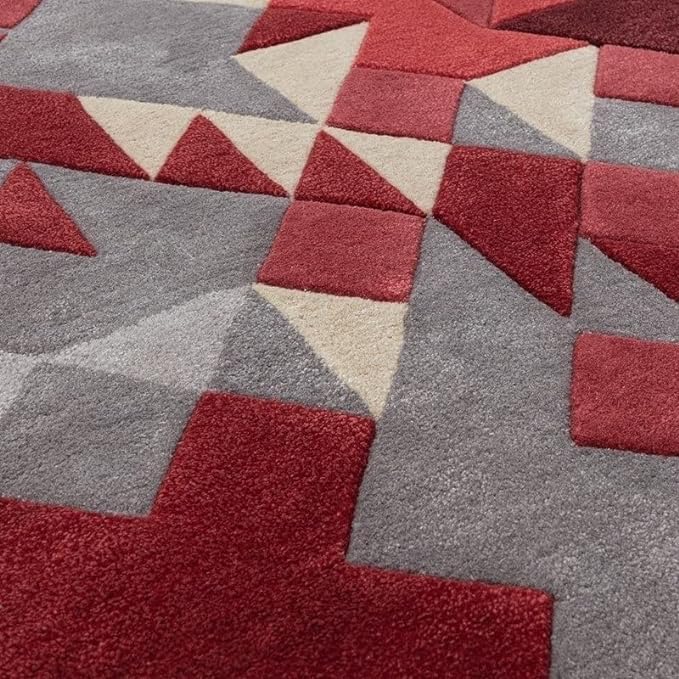 Handmade Wool Geometric Area Rug – Modern Hand-Tufted Carpet for Living Room & Bedroom Décor (6x9 Feet)