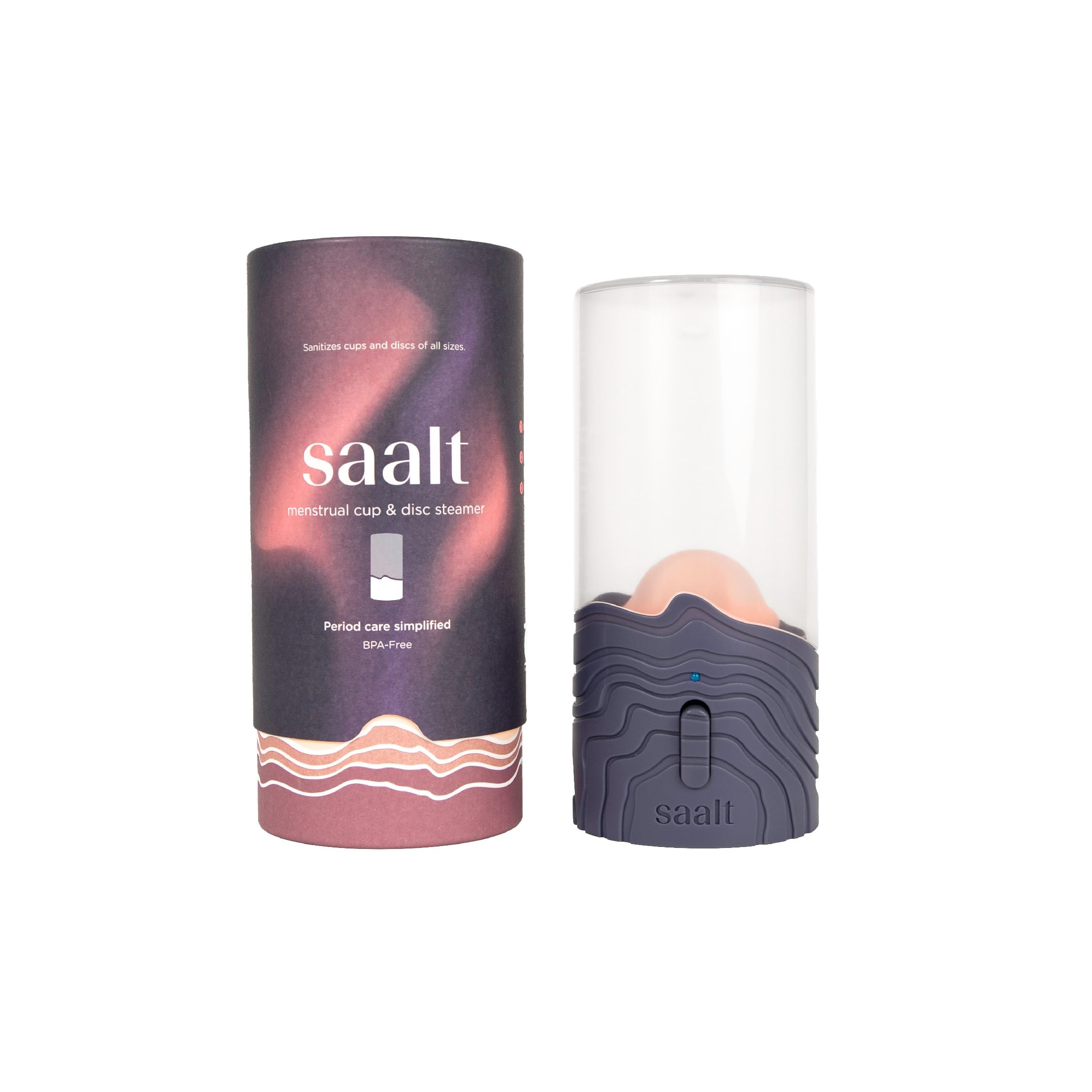 Saalt Steamer - Sanitize Your Menstrual Cup or Menstrual Disc - Custom Designed by Experts - Automatic Timing, On/Off Switch