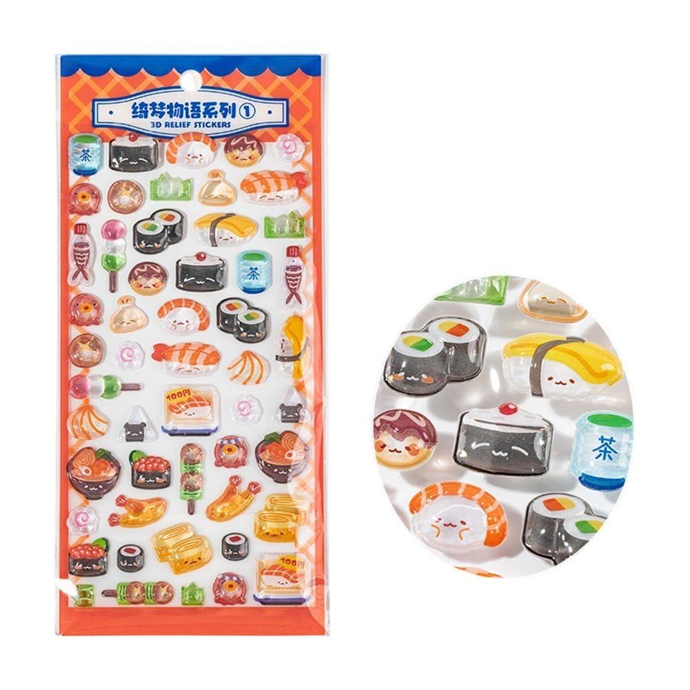2 sztuki uroczych naklejek 3D, małe naklejki 3D Kawaii na żywność, naklejki na telefon etui, butelki wody, pamiętnik, notatnik