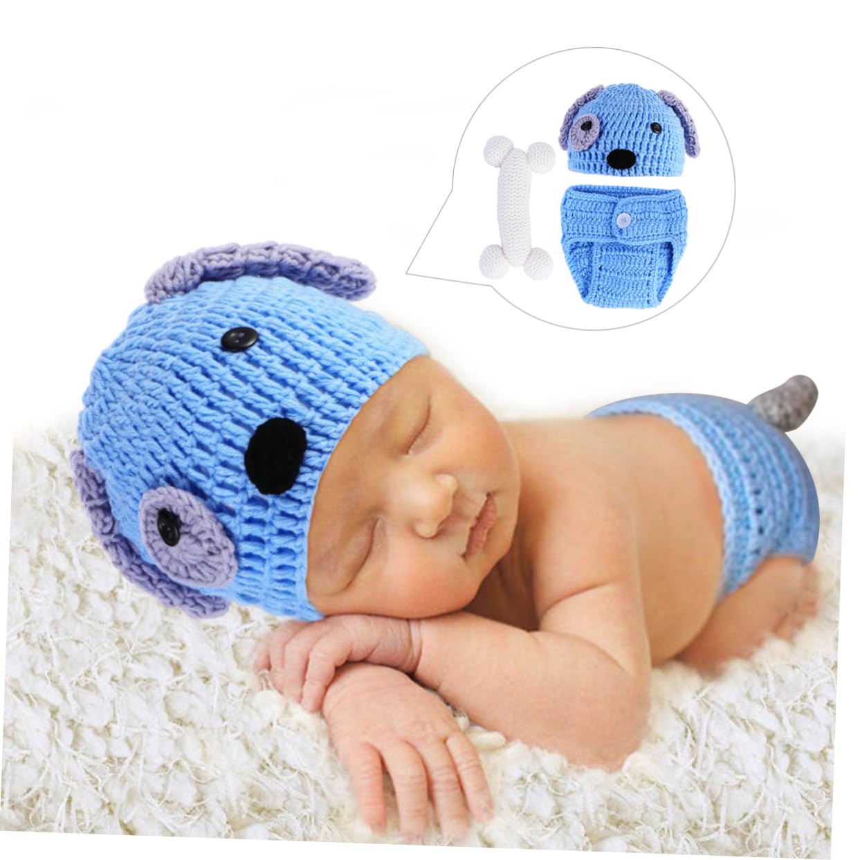Didiseaon Ropa De De Perrito Para Bebés De Conjunto De Fotografía Sombrero Pantalones Cortos Azul