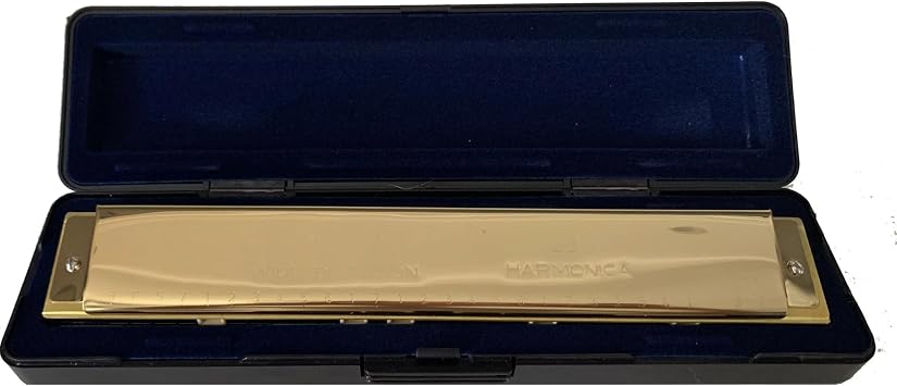 28 Holes Chromatic Harmonica C Key Professional Mouth Organ Portable Tremolo Mini Harps Woodwind InstrumentsGold