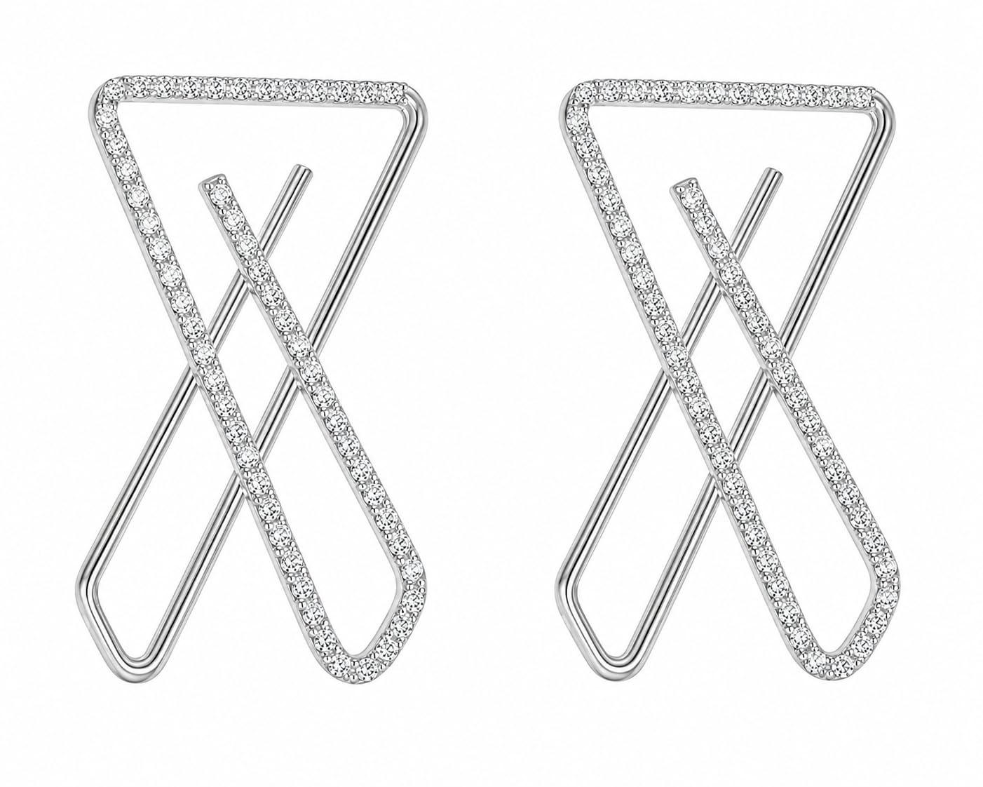 Anti Tarnish Silver X Shape Saree Pin Brooch for Women | Criss Cross Sparkling Stone Hijab & Dupatta Clip | Heavy Pallu Holder | Elegant Scarf Pin Jewelry for Girls-image-3