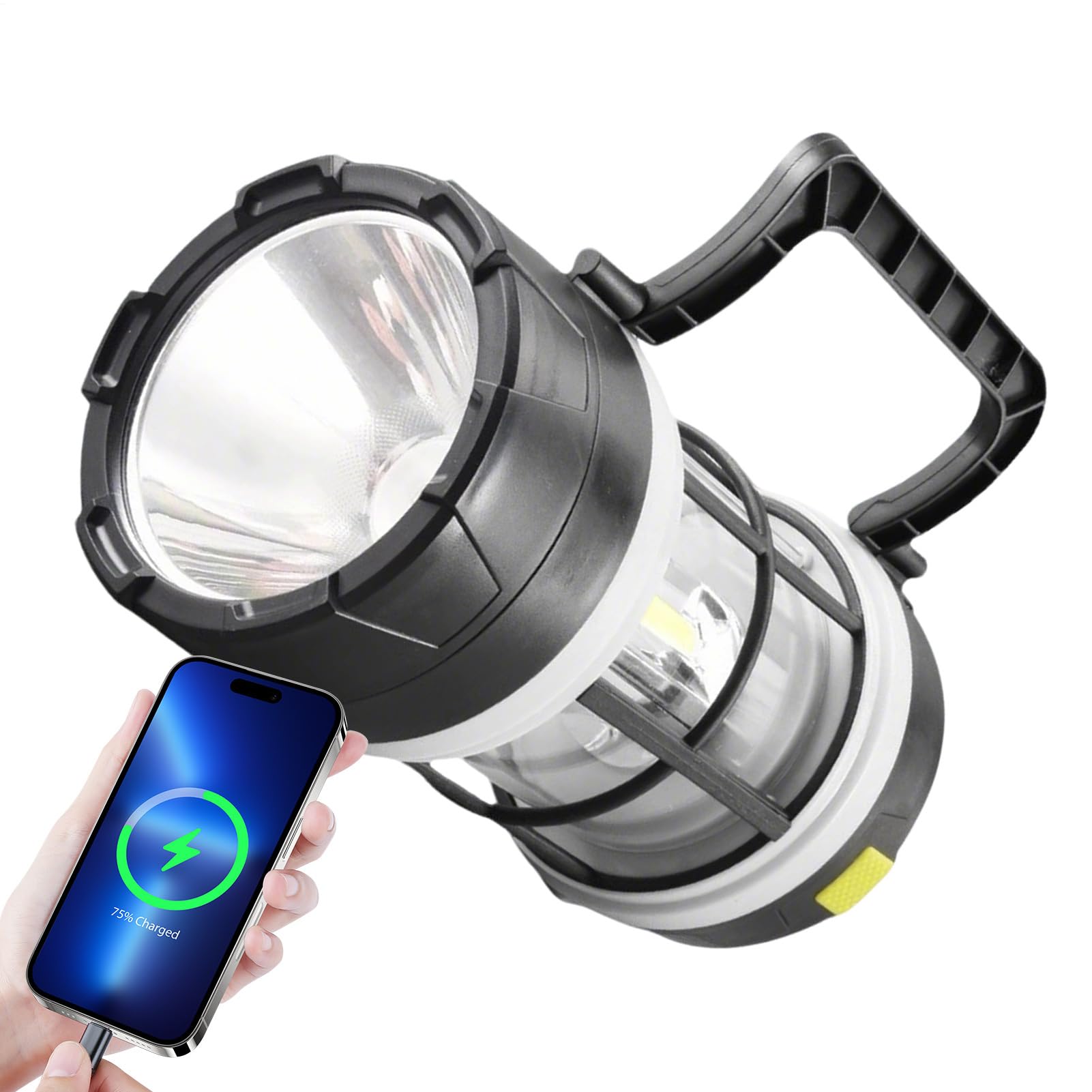 Linterna De Camping Recargable, Linterna Solar LED, Luz Tienda Campaña De Alta Luminosidad, 5 Modos, Carga USB, Lámpara SOS, Compatible Con Carga Teléfono Móvil, Para Cortes Luz, 16,7x8,7x8,7cm