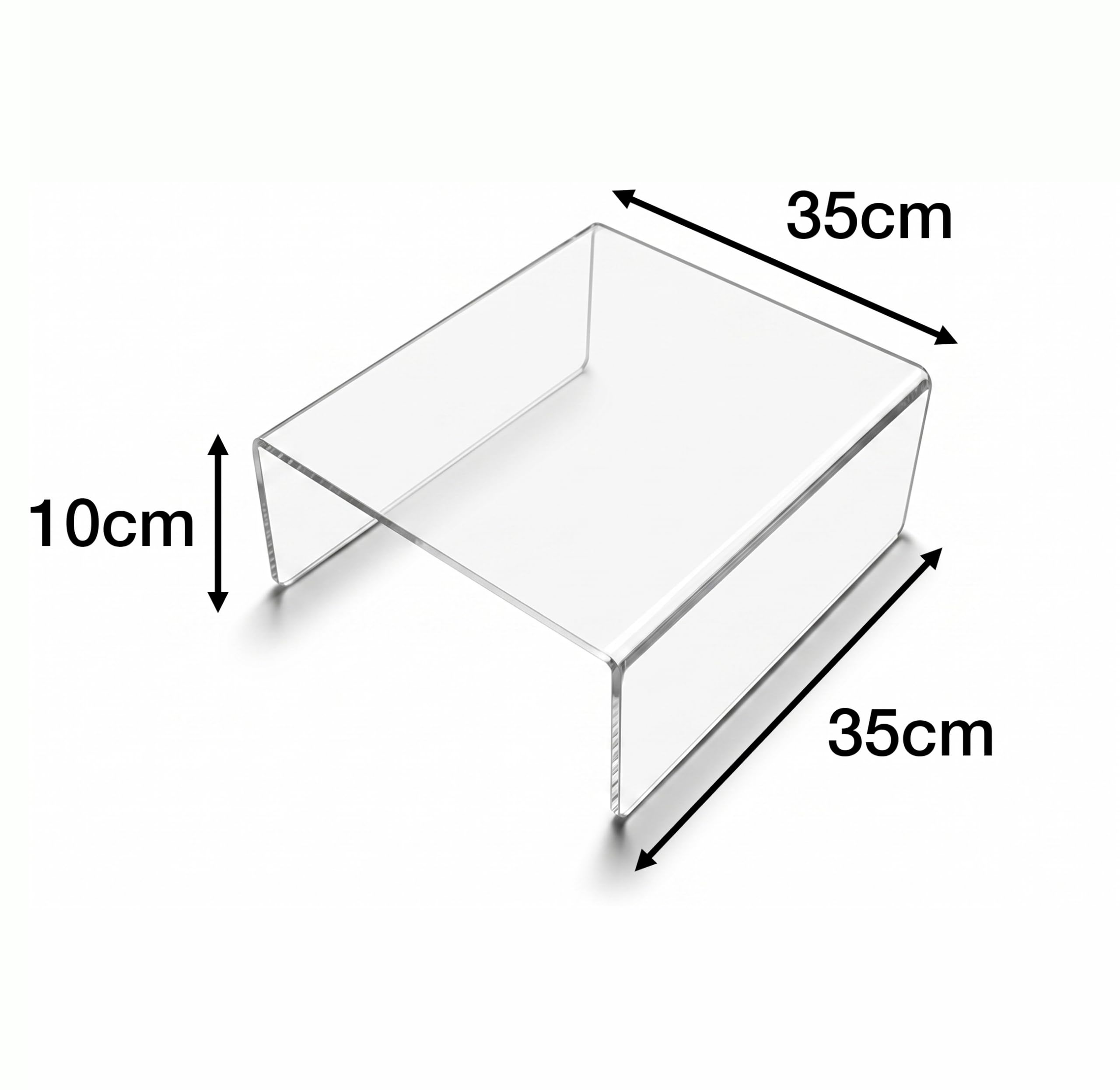 Armlehnenablage aus Acrylglas in 35 x 35 cm für modernes Wohnen. Elegantes Sofatablett, Couch, stabil und transparent | Armlehne Tablett