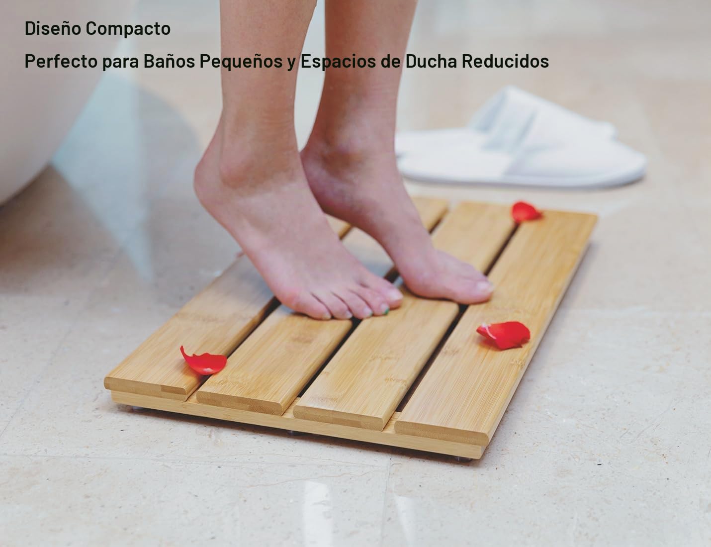 Tapete de baño de bambú para Ducha, tapete pequeño Antideslizante de Madera de bambú para Interior o Exterior (15.8 x 10.2 Pulgadas)